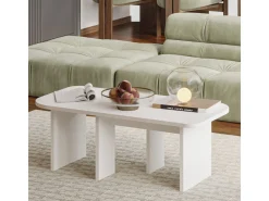 Ensemble tables basses en bois "Iris" - 90 x 45 x 35 cm - Blanc
