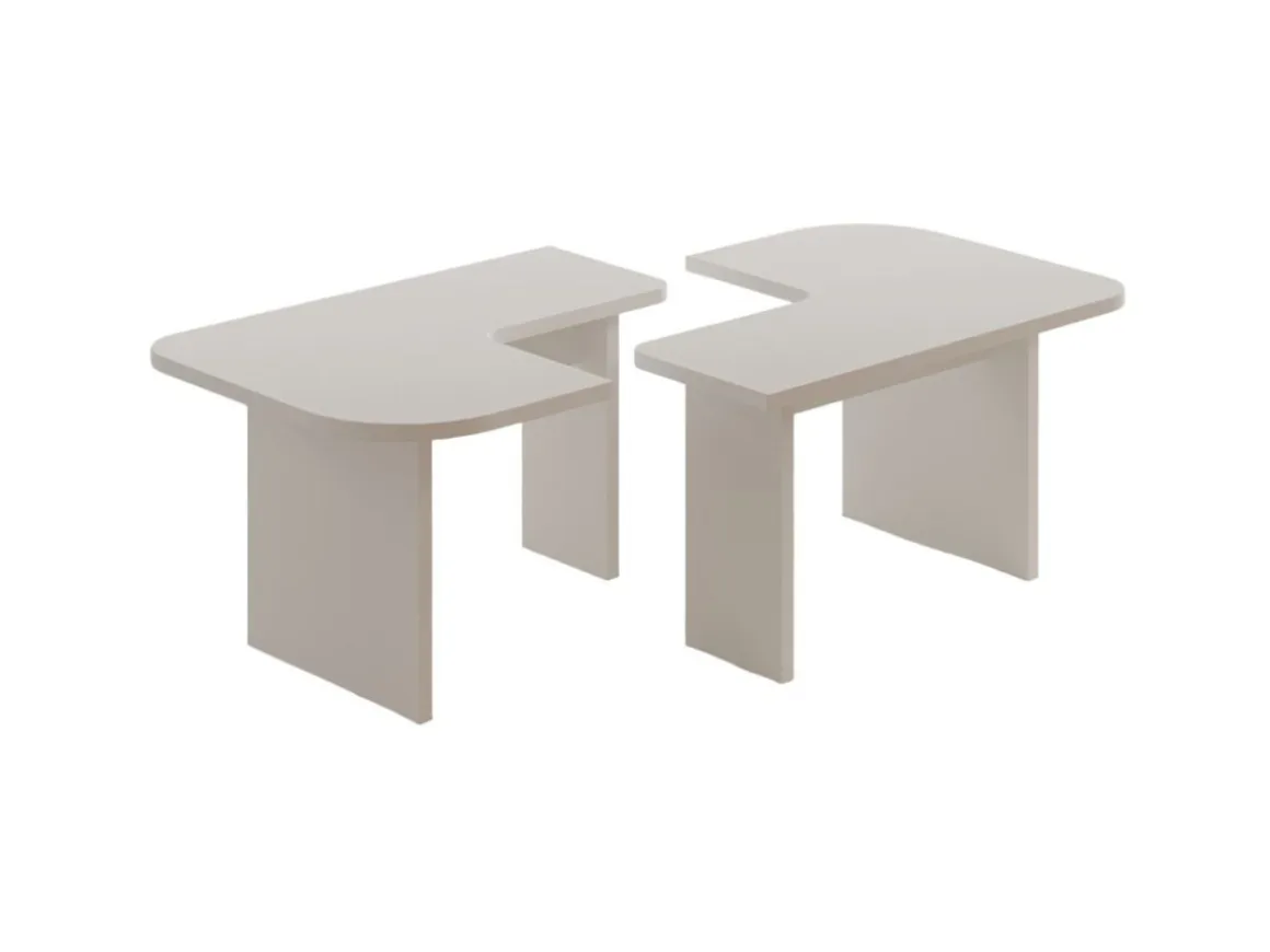 Ensemble tables basses en bois "Iris" - 90 x 45 x 35 cm - Blanc