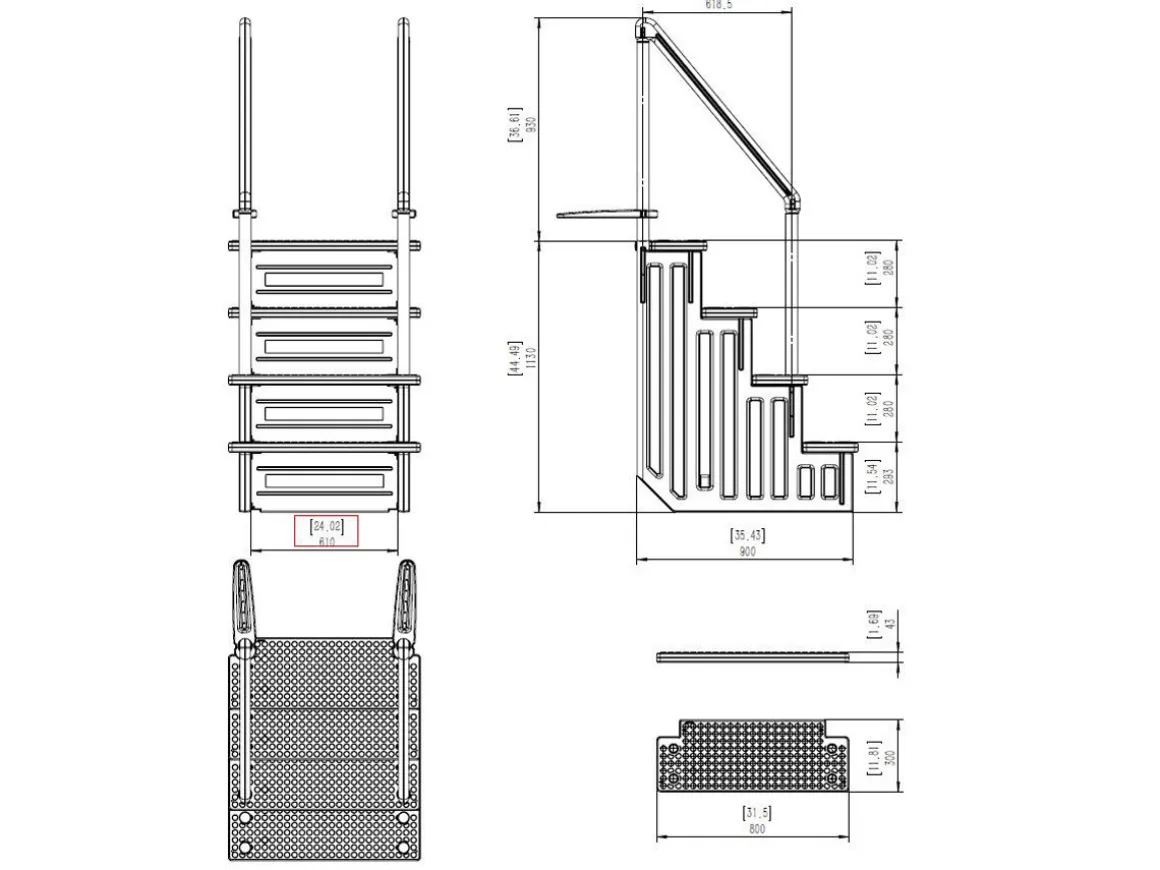 Escalier double pour piscine " Bruno " avec porte de sécurité pour enfant