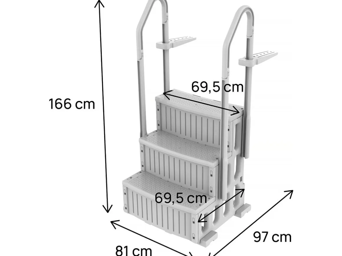 Escalier simple de piscine "Nathan" - 3 marches - en plastique