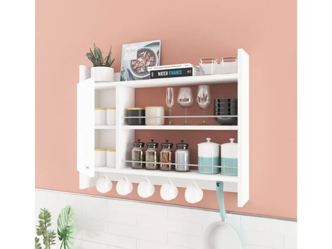 Etagère de cuisine en bois "Knerr" - 85 x 13 x 65 cm - Blanc