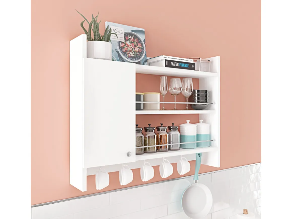 Etagère de cuisine en bois "Knerr" - 85 x 13 x 65 cm - Blanc