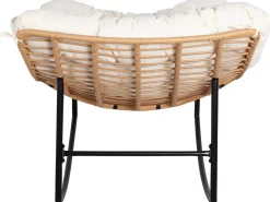 Fauteuil à bascule papasan avec coussin intérieur/extérieur "Papaya" - Beige