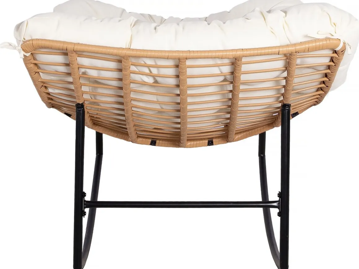 Fauteuil à bascule papasan avec coussin intérieur/extérieur "Papaya" - Beige