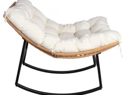 Fauteuil à bascule papasan avec coussin intérieur/extérieur "Papaya" - Beige