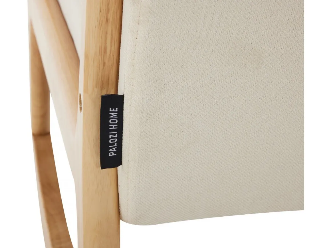 Fauteuil à bascule style scandinave bouclette et bois " Clinton " - Beige