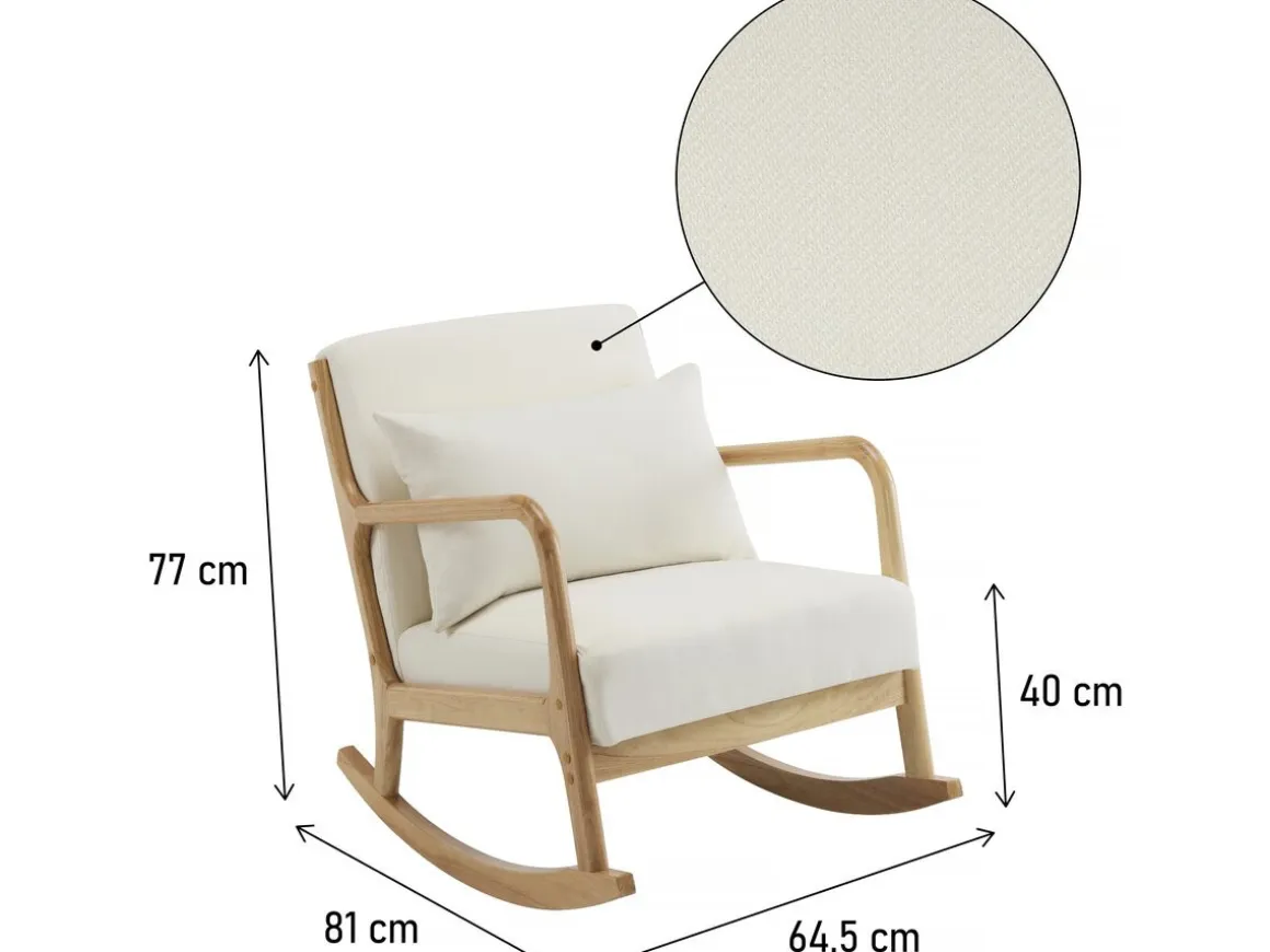 Fauteuil à bascule style scandinave bouclette et bois " Clinton " - Beige