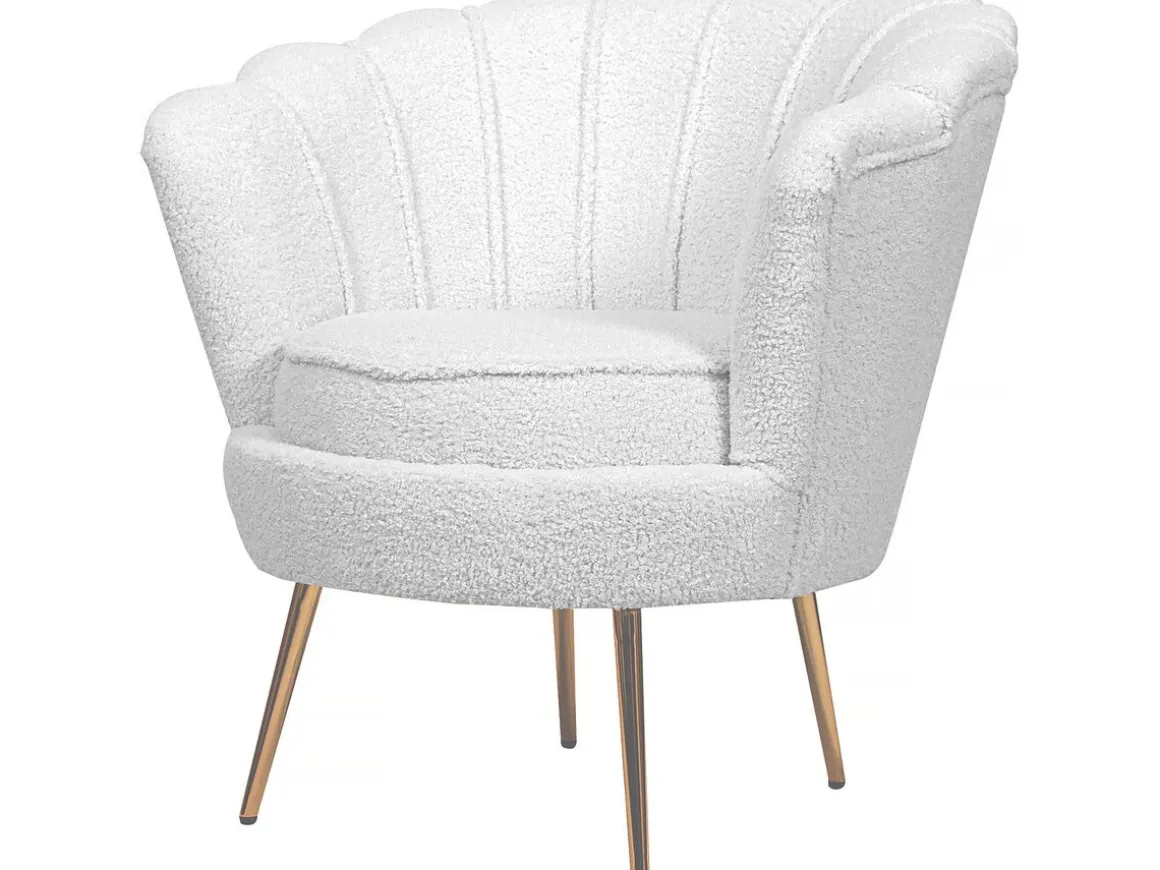 Fauteuil bouclette "Floria" - 75 x 68 x 77,5 cm - Blanc