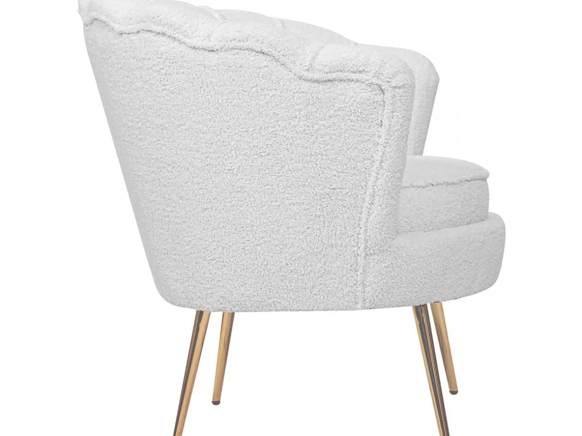 Fauteuil bouclette "Floria" - 75 x 68 x 77,5 cm - Blanc