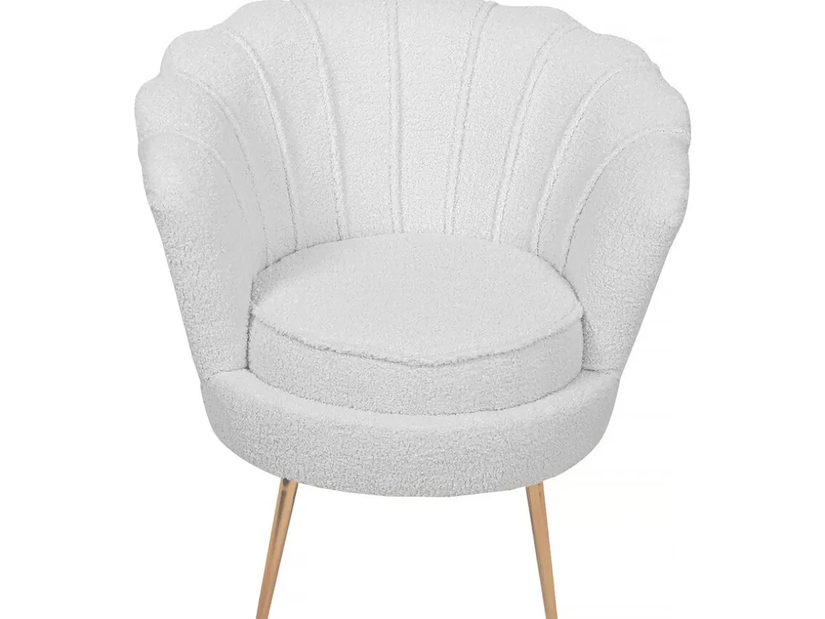 Fauteuil bouclette "Floria" - 75 x 68 x 77,5 cm - Blanc
