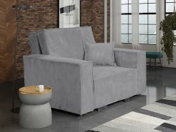 Fauteuil convertible en velours côtelé "Clivia" - Gris