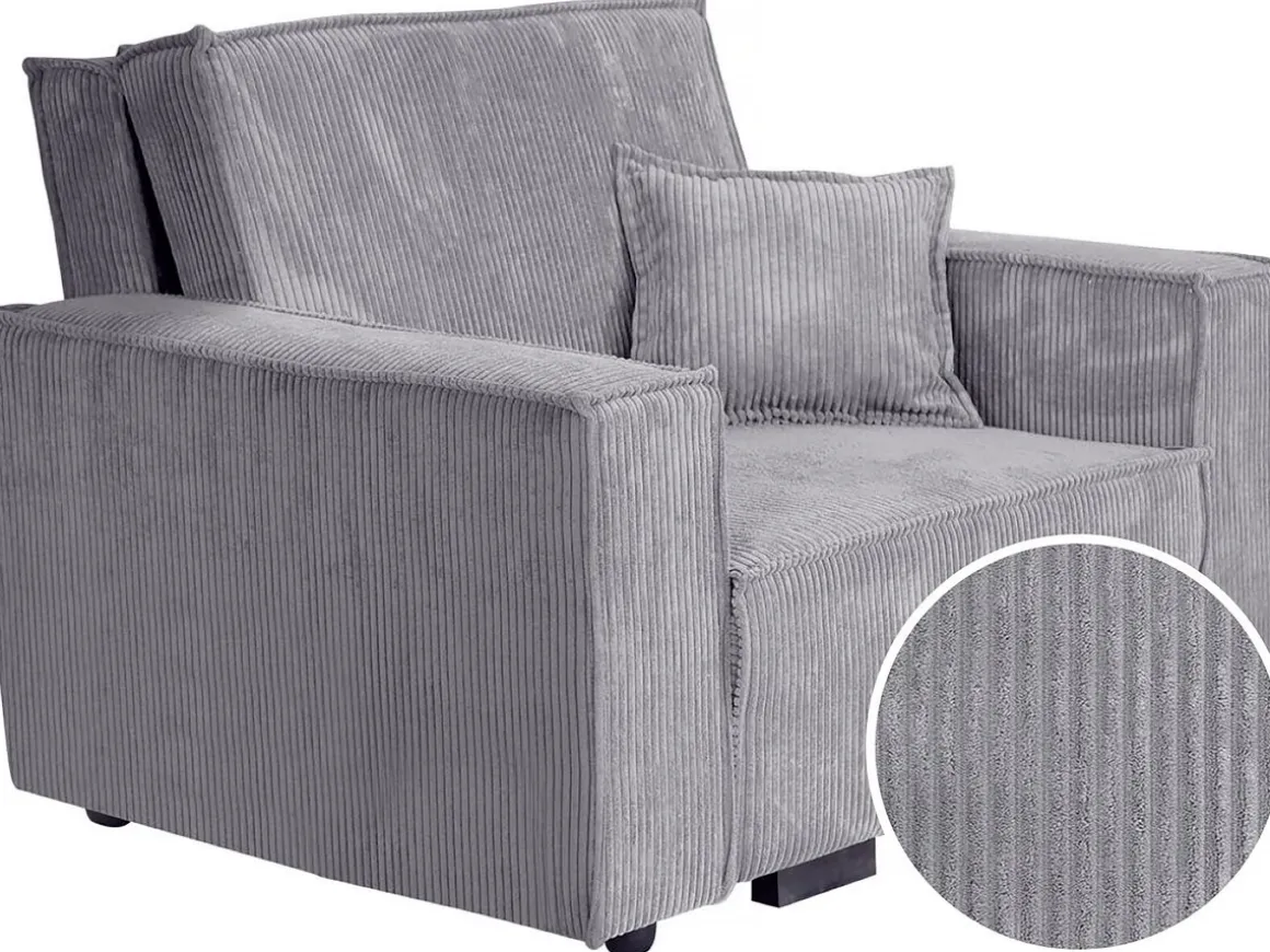 Fauteuil convertible en velours côtelé "Clivia" - Gris