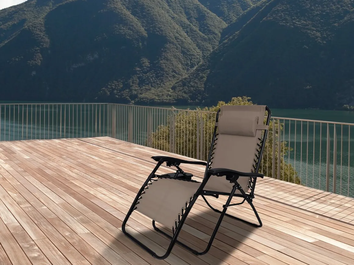 Fauteuil de jardin relax zéro gravité "Sintra" - Taupe