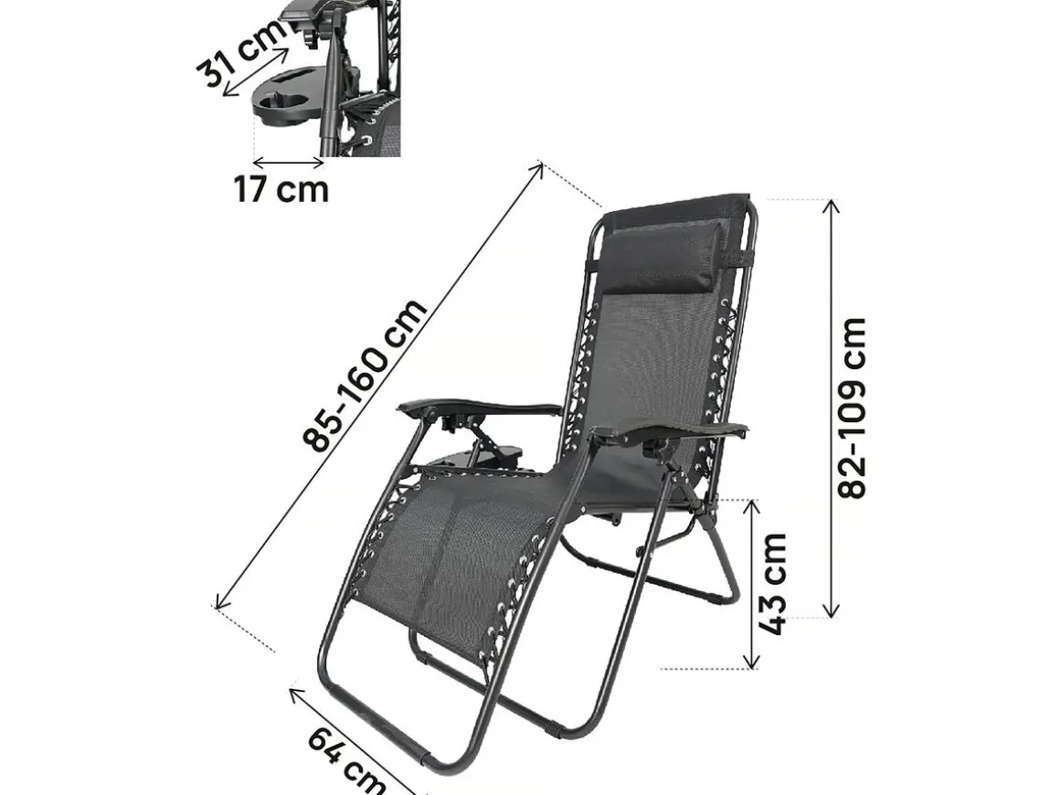 Fauteuil de jardin relax zéro gravité "Sintra" - Noir