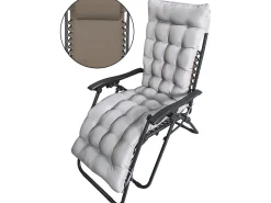 Fauteuil de jardin relax zéro gravité avec coussin matelassé "Sintra" - Taupe