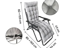 Fauteuil de jardin relax zéro gravité avec coussin matelassé "Sintra" - Noir