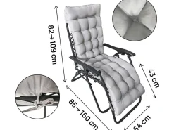 Fauteuil de jardin relax zéro gravité avec coussin matelassé 