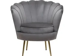Fauteuil en velours "Floria" - 75 x 68 x 77.5 cm - Gris