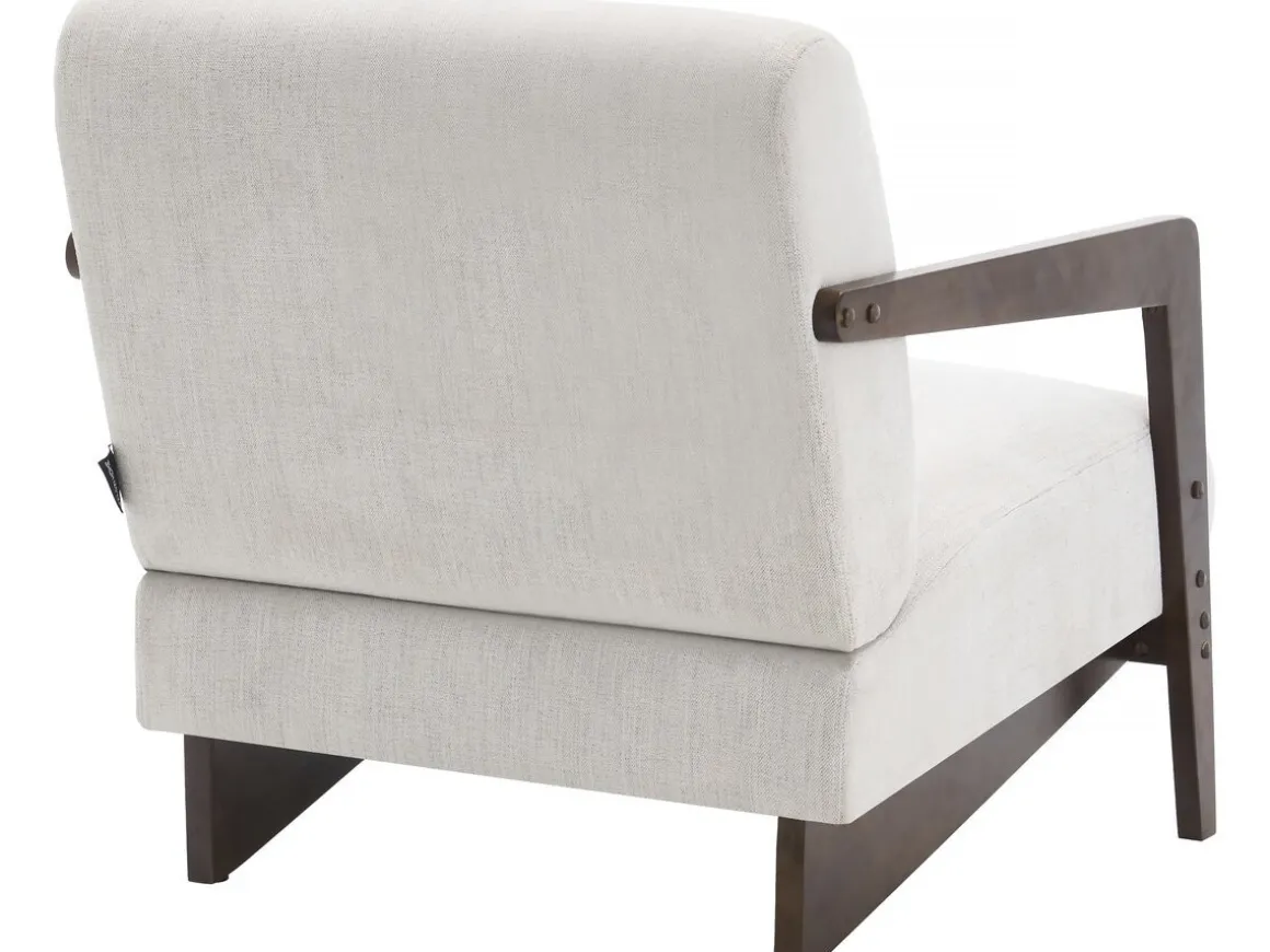 Fauteuil intérieur scandinave en bois et tissu "Lena" - Beige
