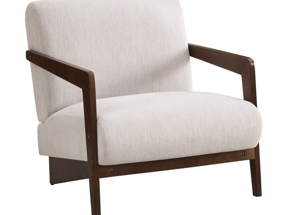 Fauteuil intérieur scandinave en bois et tissu "Lena" - Beige