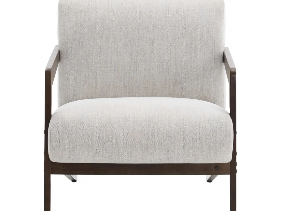 Fauteuil intérieur scandinave en bois et tissu "Lena" - Beige