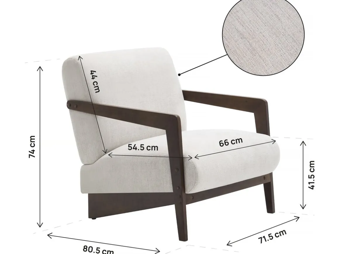 Fauteuil intérieur scandinave en bois et tissu "Lena" - Beige
