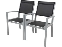 Fauteuil jardin Alu/Textilène "Tropic" - Phoenix - Noir - Lot de 2