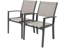 Fauteuil jardin Alu/Textilène "Tropic" - Phoenix - Taupe - Lot de 2