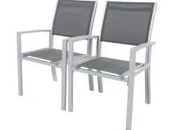 Fauteuil jardin Alu/Textilène "Tropic" - Phoenix - Gris foncé - Lot de 2