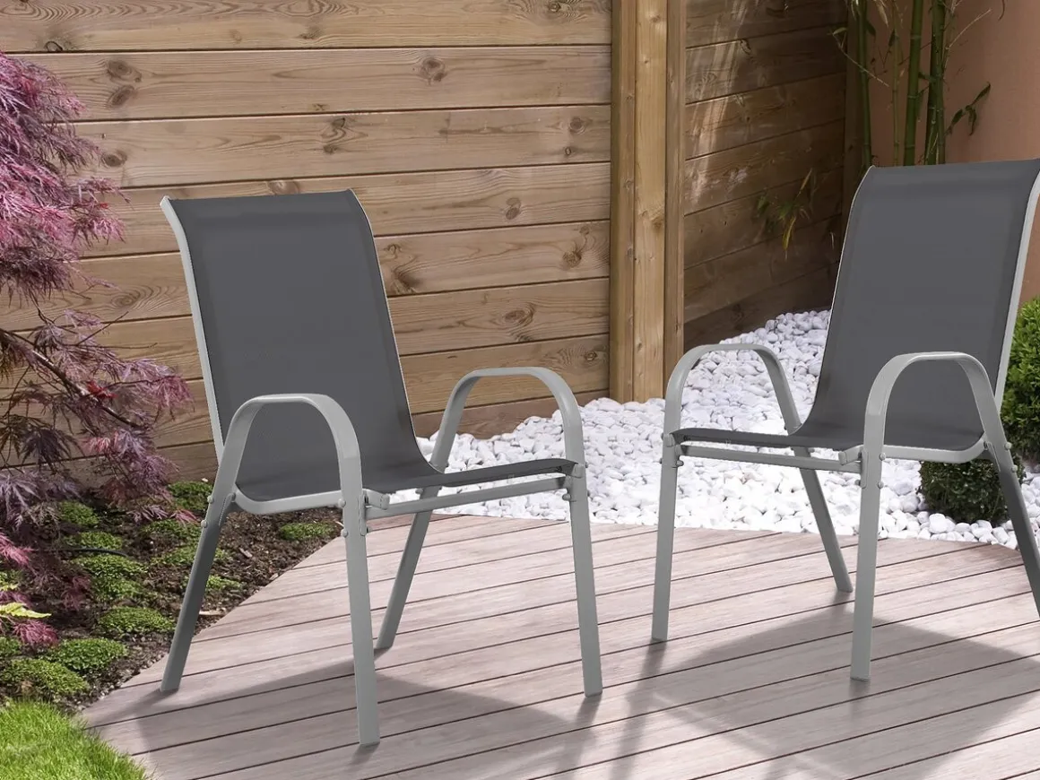 Fauteuil jardin Textilène "Cordoba" - Phoenix - Gris foncé - Lot de 2