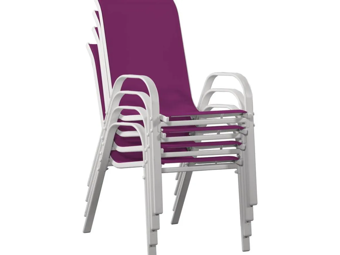 Fauteuil jardin Textilène "Cordoba" - Phoenix - Rose - Lot de 4