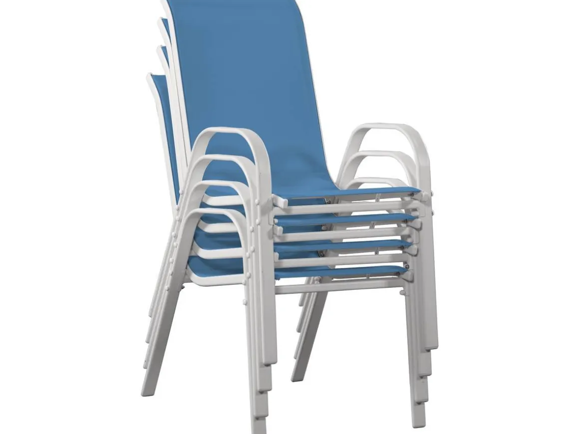 Fauteuil jardin Textilène "Cordoba" - Phoenix - Bleu - Lot de 4