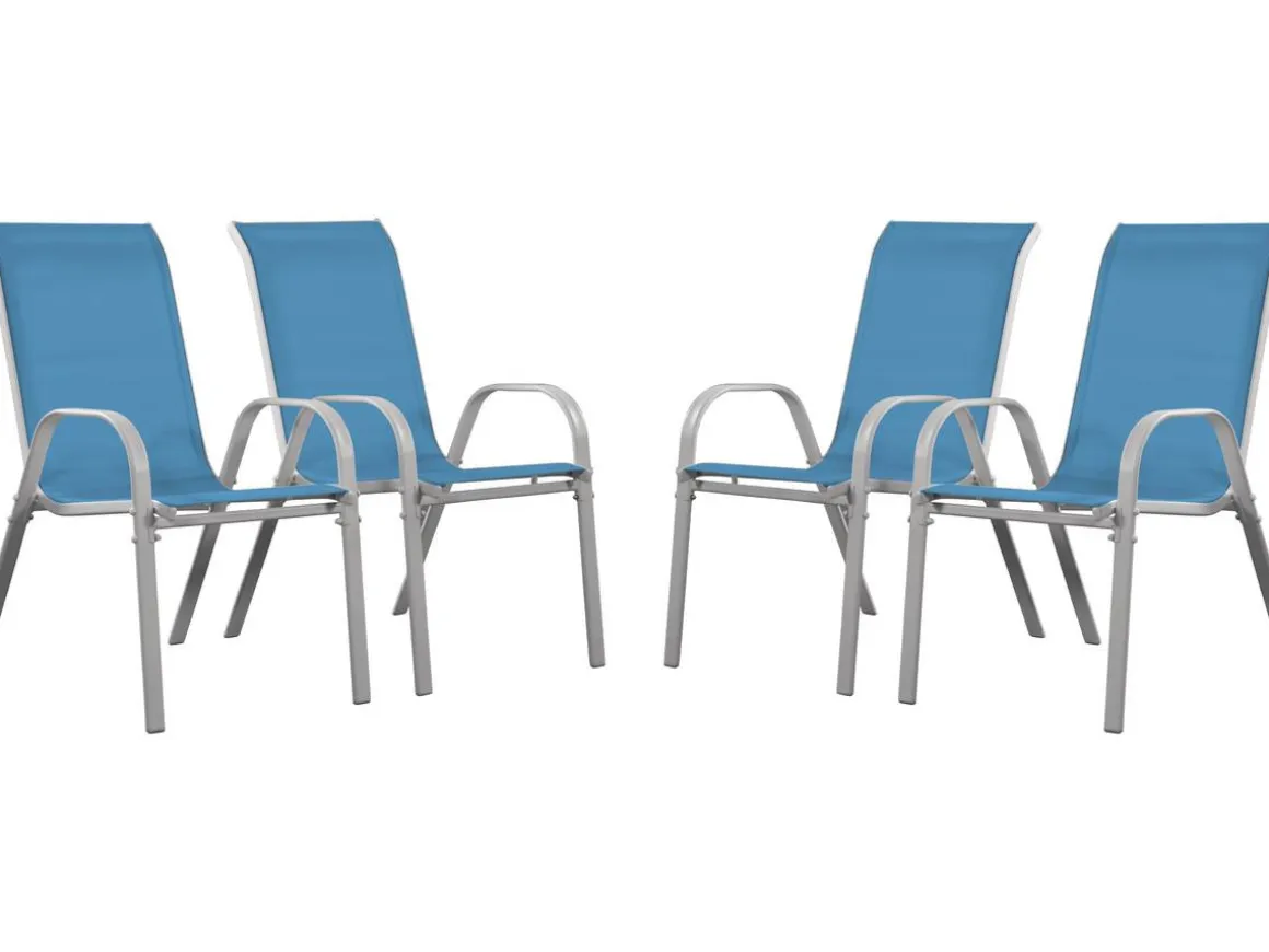 Fauteuil jardin Textilène "Cordoba" - Phoenix - Bleu - Lot de 4