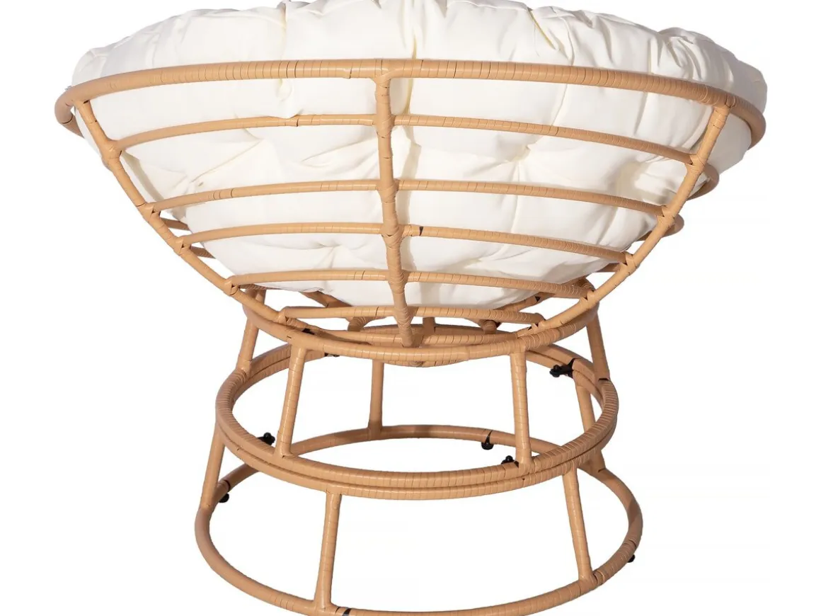 Fauteuil papasan intérieur/extérieur style loveuse "Bali" - Ø91cm - Beige