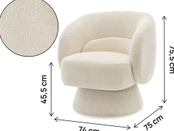 Fauteuil pivotant en tissu bouclette 