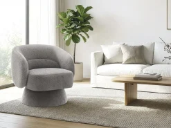 Fauteuil pivotant en tissu bouclette 