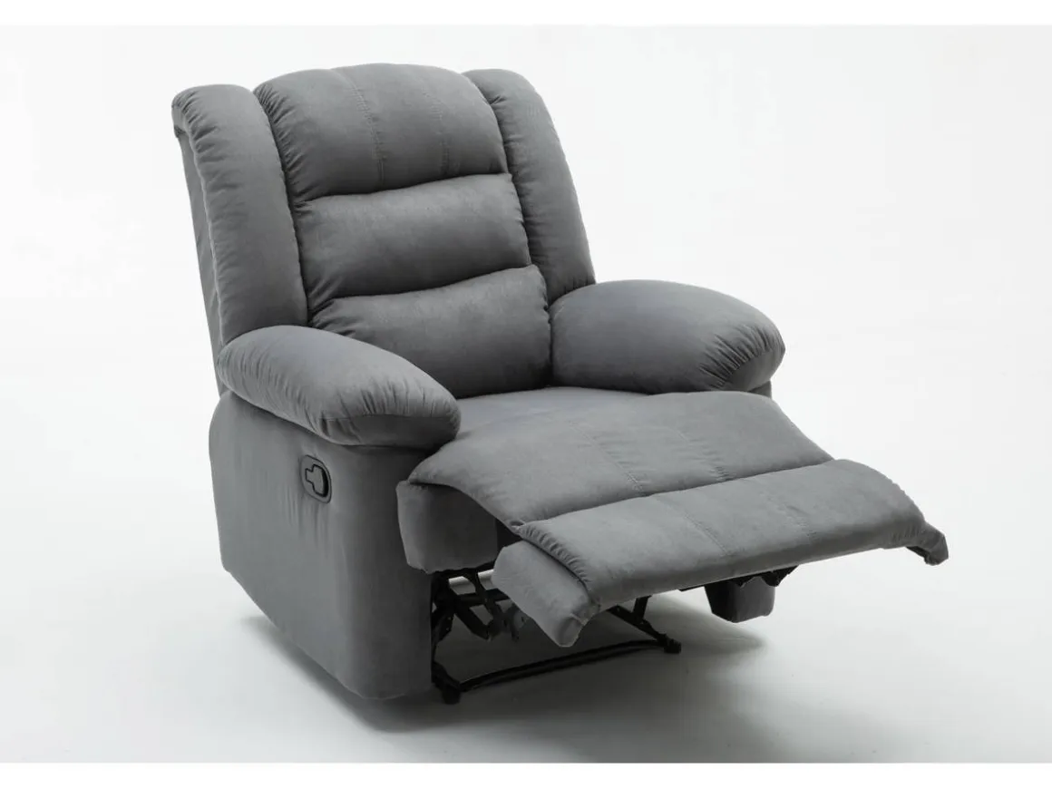 Fauteuil relax "Buckingham" - 85 x 93 x 100 cm - Gris clair