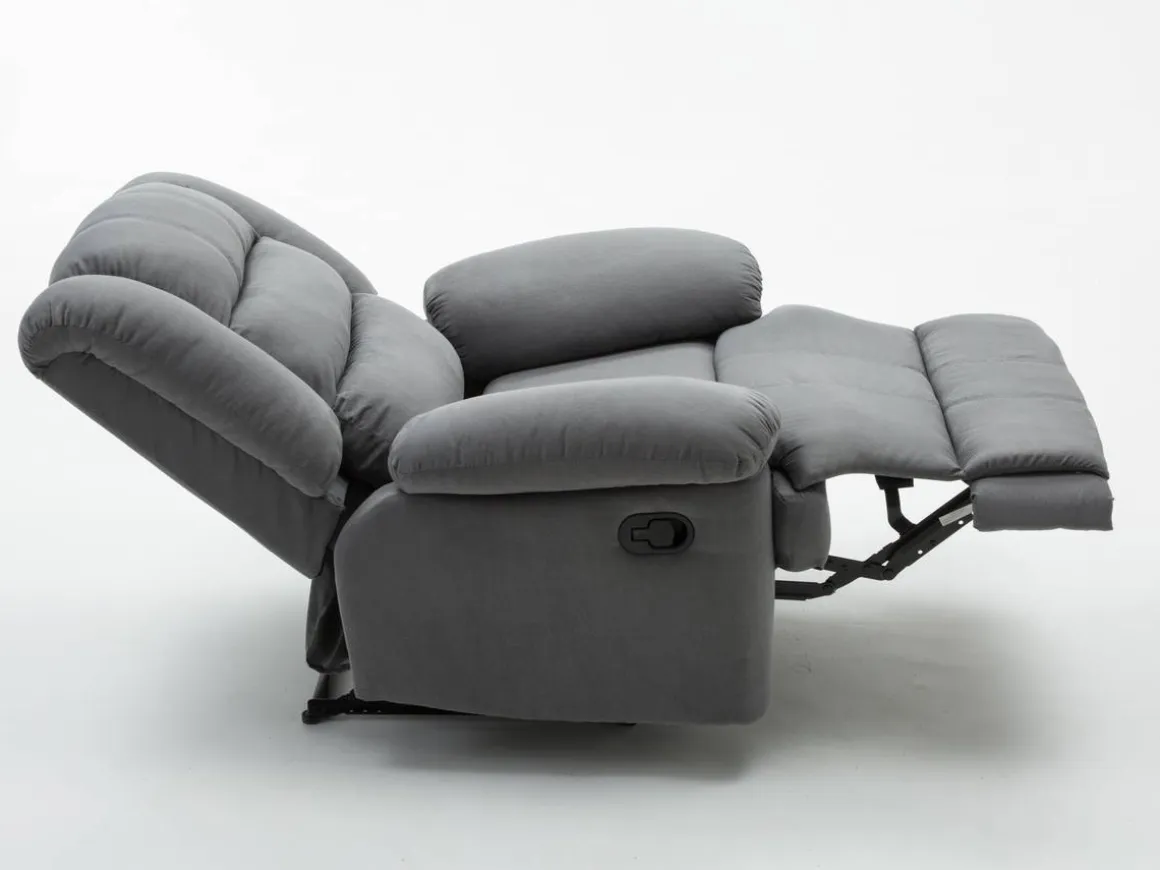 Fauteuil relax "Buckingham" - 85 x 93 x 100 cm - Gris clair