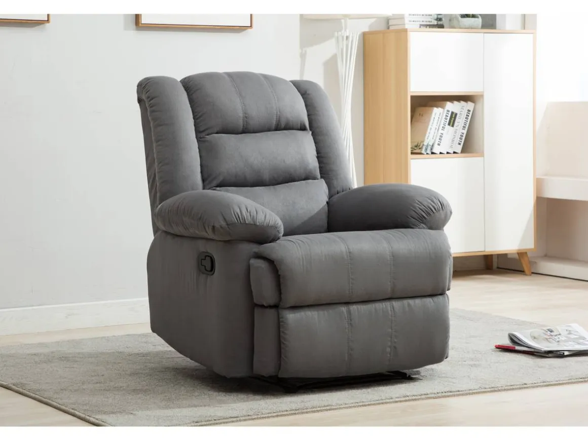Fauteuil relax "Buckingham" - 85 x 93 x 100 cm - Gris clair