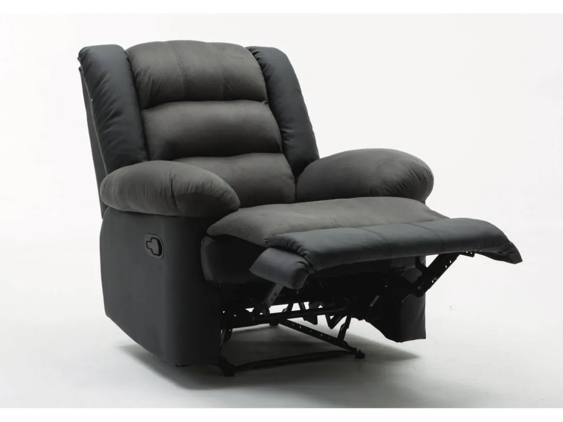 Fauteuil relax "Buckingham" - 85 x 93 x 100 cm - Noir / Gris foncé
