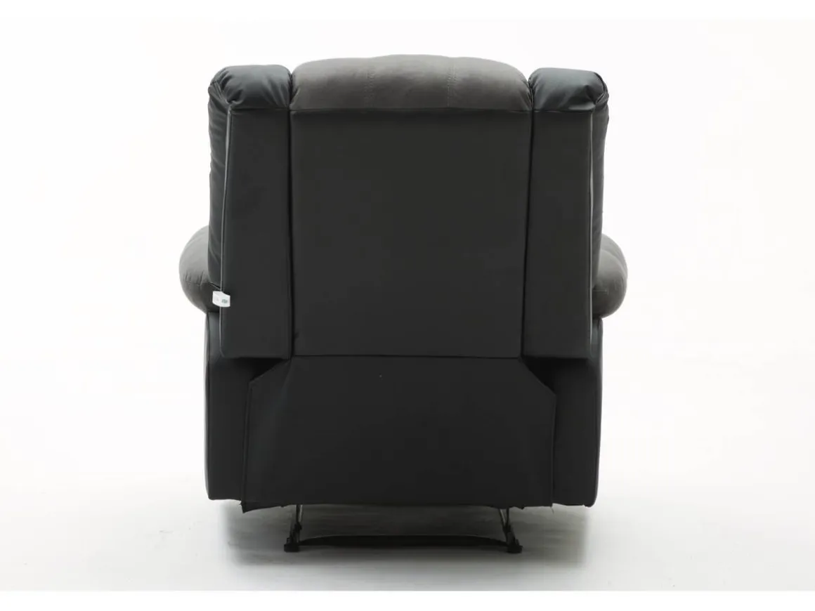 Fauteuil relax "Buckingham" - 85 x 93 x 100 cm - Noir / Gris foncé