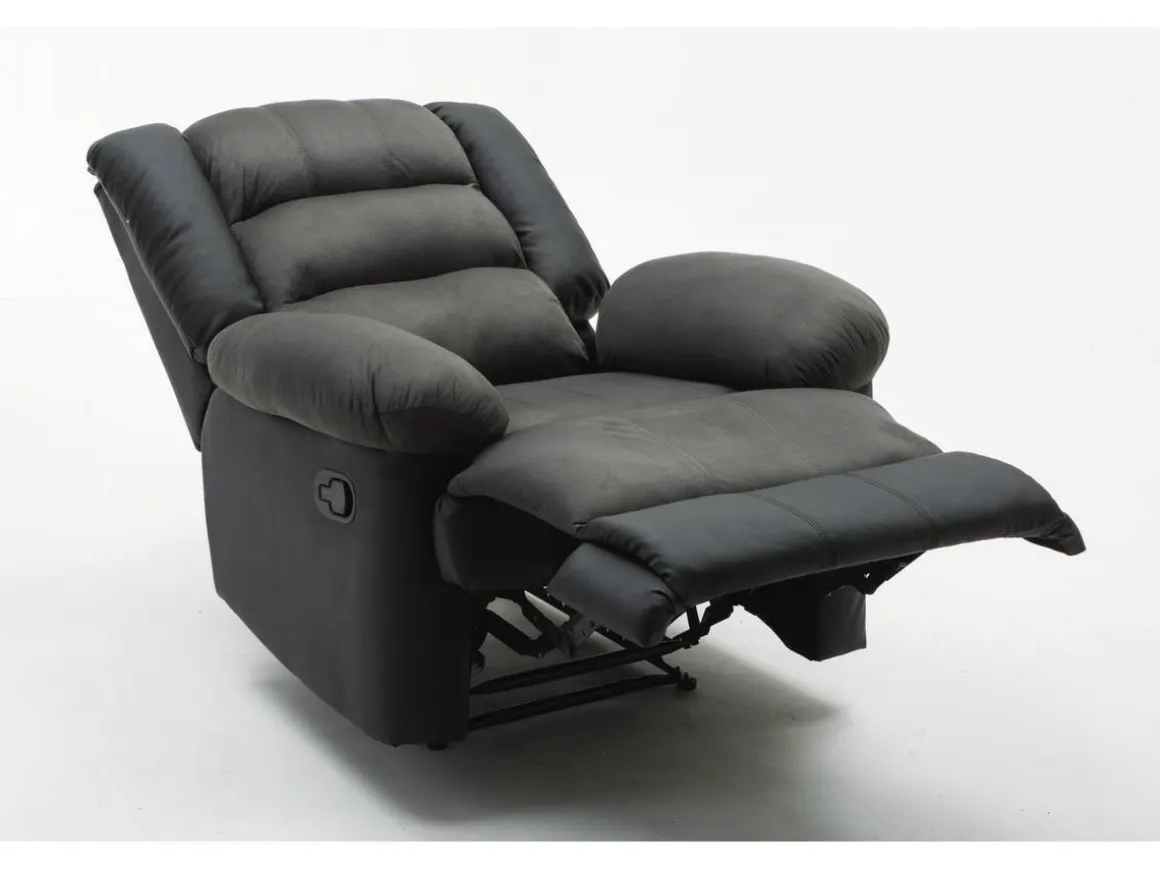 Fauteuil relax "Buckingham" - 85 x 93 x 100 cm - Noir / Gris foncé