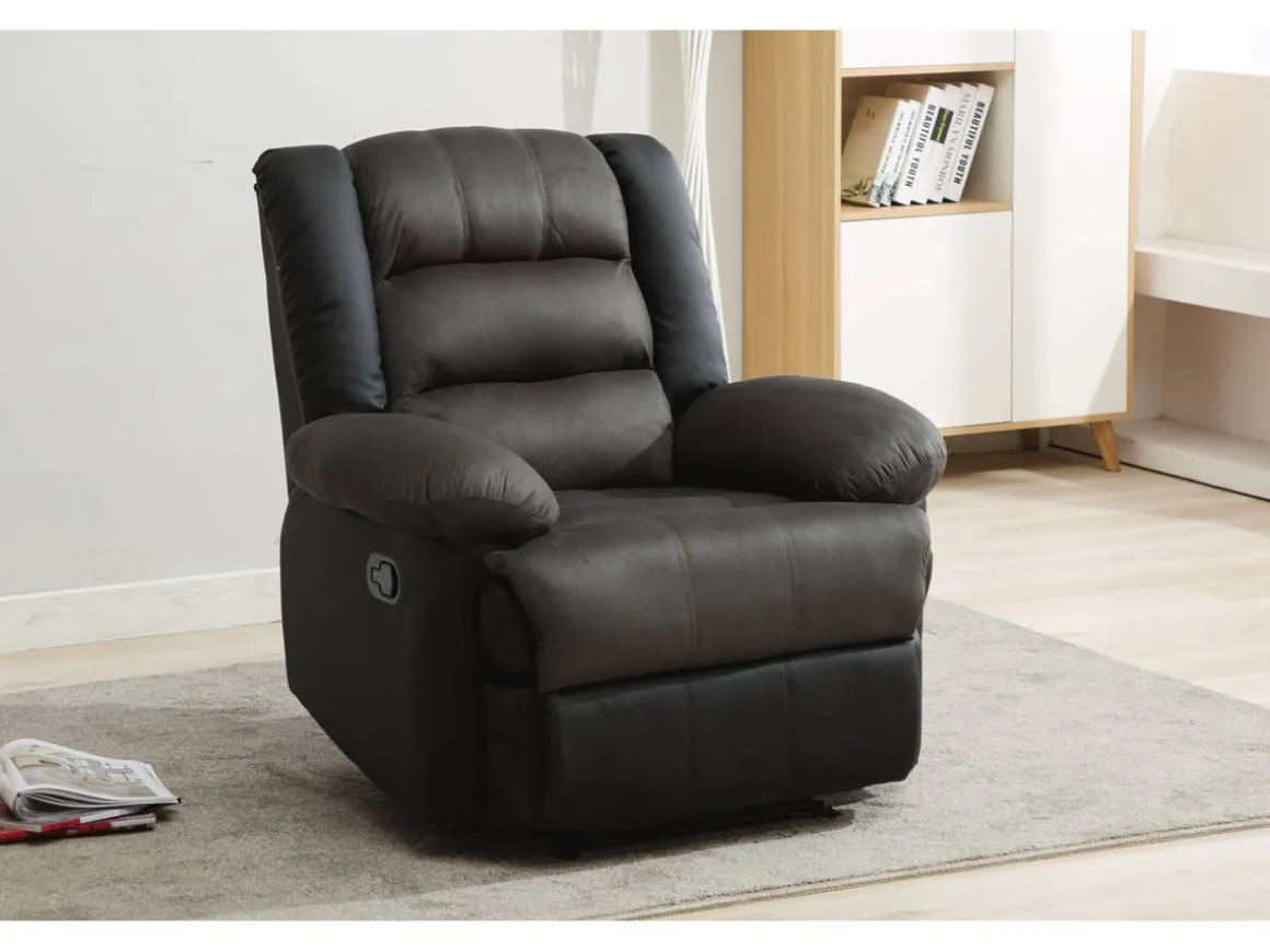 Fauteuil relax "Buckingham" - 85 x 93 x 100 cm - Noir / Gris foncé