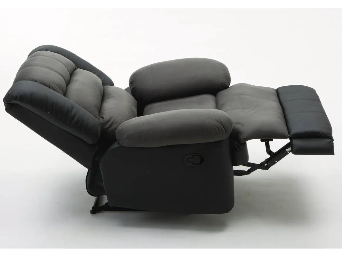 Fauteuil relax "Buckingham" - 85 x 93 x 100 cm - Noir / Gris foncé