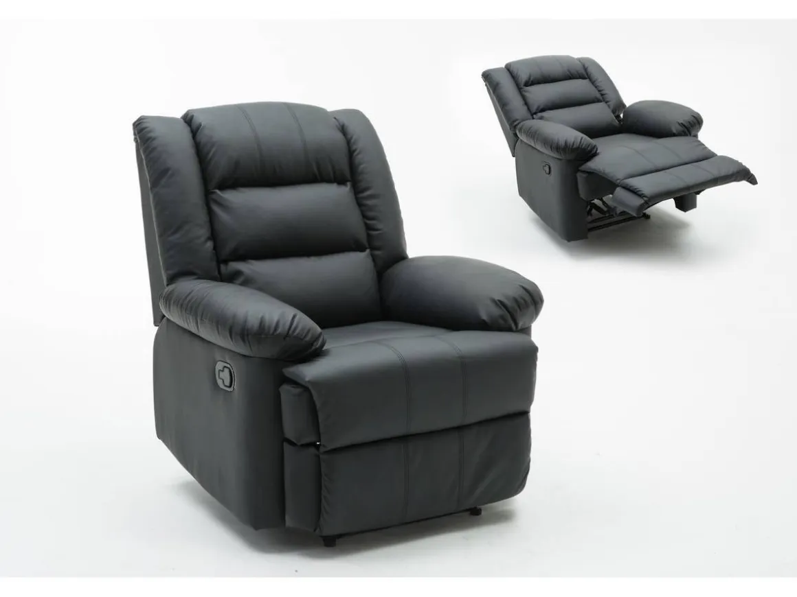Fauteuil relax "Buckingham" - 85 x 93 x 100 cm - Noir