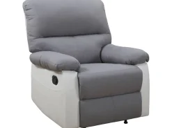 Fauteuil relax "Lincoln" - 90 x 89 x 103 cm - Blanc/Gris clair