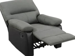 Fauteuil relax "Lincoln" - 90 x 89 x 103 cm - Noir/Gris foncé