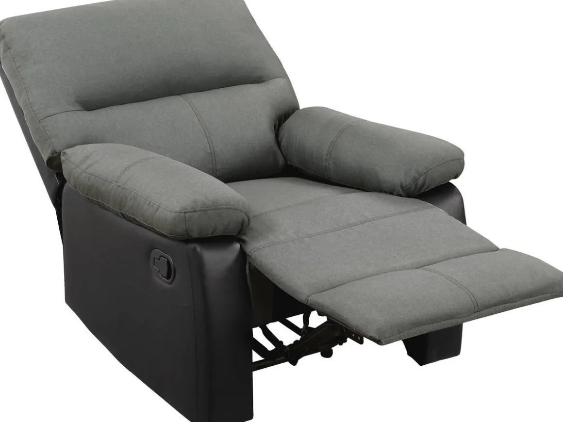 Fauteuil relax "Lincoln" - 90 x 89 x 103 cm - Noir/Gris foncé