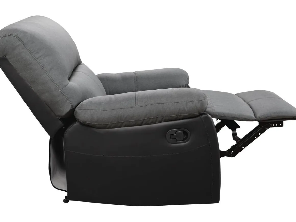 Fauteuil relax "Lincoln" - 90 x 89 x 103 cm - Noir/Gris foncé