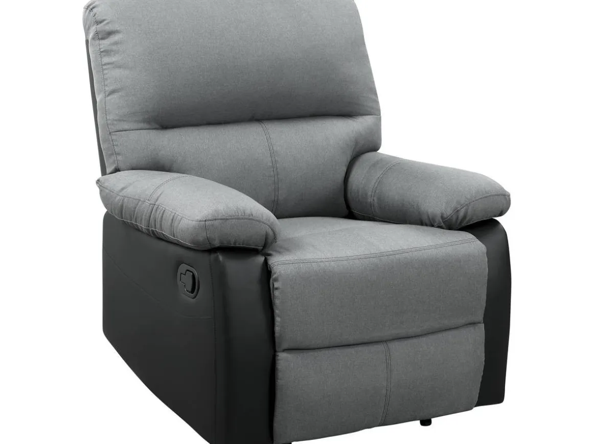 Fauteuil relax "Lincoln" - 90 x 89 x 103 cm - Noir/Gris foncé